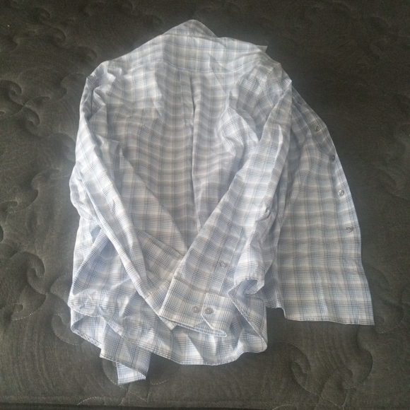 Large Slim Fit Apt. 9 Blue Men's Dress Shirt Short Sleeve Man's Button Up Solid - Picture 7 of 8